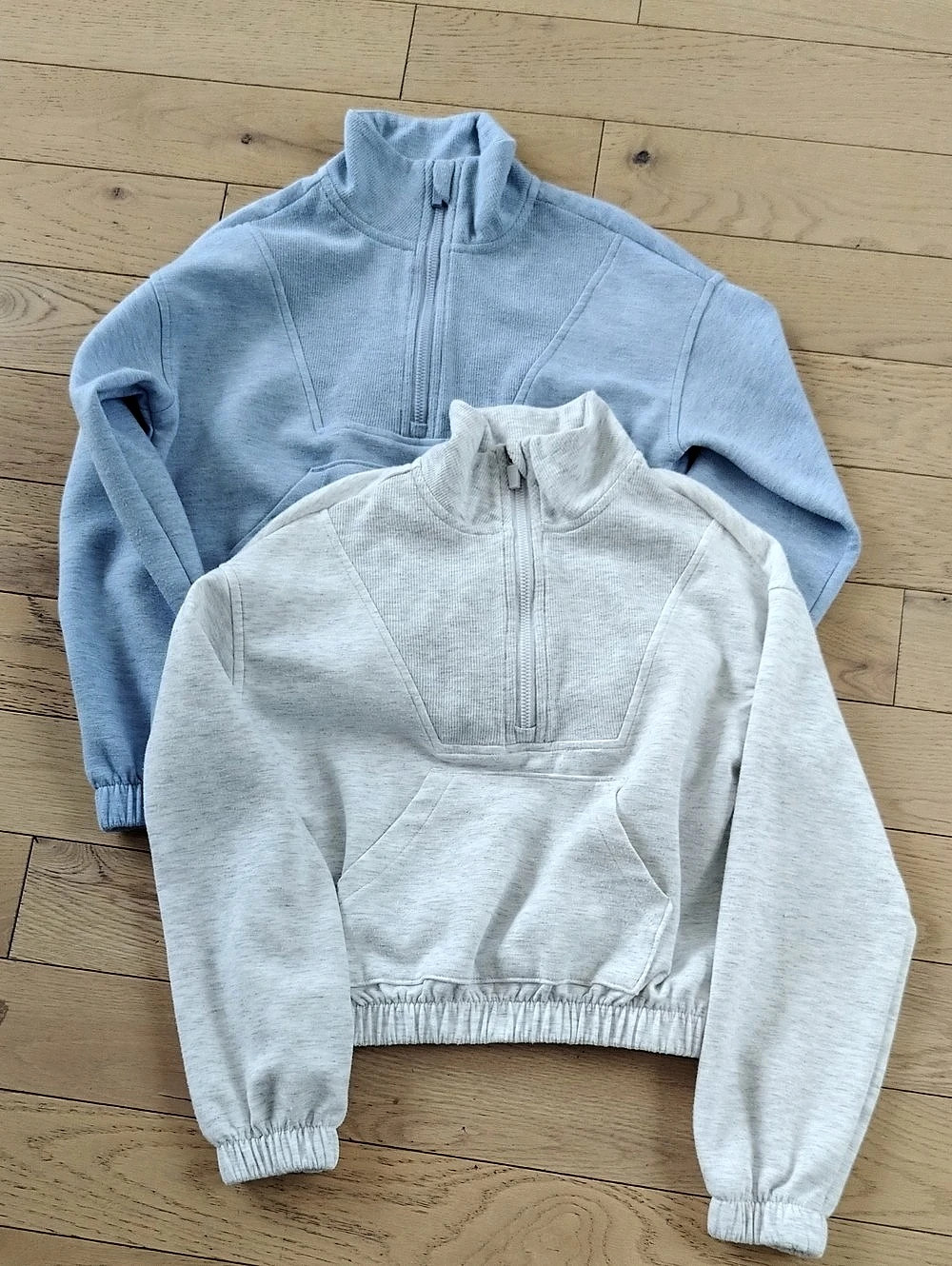 Kids 90 Degree by Reflex Cropped Half Zip Pullovers Gray & Blue Size S (7/8)